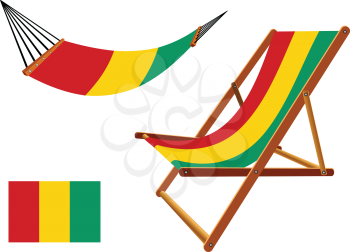 guinea hammock and deck chair set against white background, abstract vector art illustration