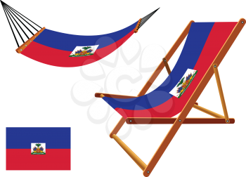 haiti hammock and deck chair set against white background, abstract vector art illustration