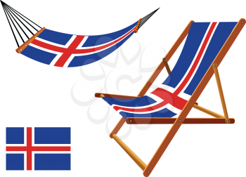 iceland hammock and deck chair set against white background, abstract vector art illustration