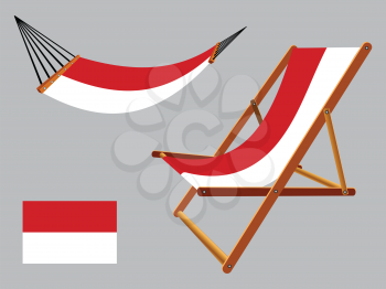 indonesia hammock and deck chair set against gray background, abstract vector art illustration