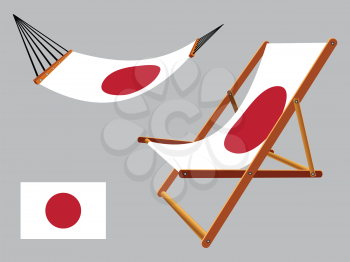 japan hammock and deck chair set against gray background, abstract vector art illustration