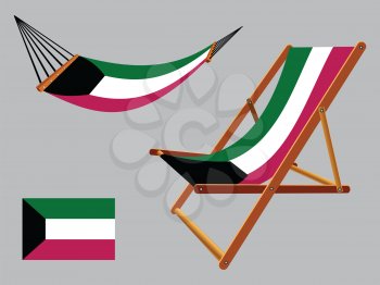 kuwait hammock and deck chair set against gray background, abstract vector art illustration