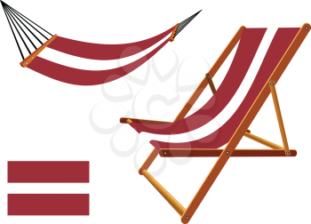 latvia hammock and deck chair set against white background, abstract vector art illustration