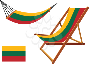 lithuania hammock and deck chair set against white background, abstract vector art illustration