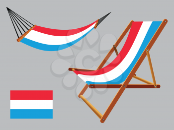 luxembourg hammock and deck chair set against gray background, abstract vector art illustration