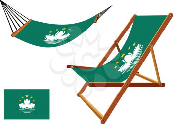 macau hammock and deck chair set against white background, abstract vector art illustration