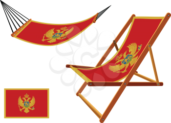 montenegro hammock and deck chair set against white background, abstract vector art illustration