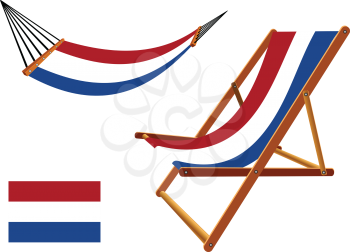 netherlands hammock and deck chair set against white background, abstract vector art illustration
