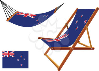 new zealand hammock and deck chair set against white background, abstract vector art illustration