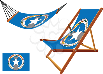 northern mariana islands hammock and deck chair set against white background, abstract vector art illustration