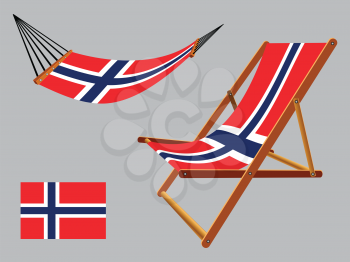 norway hammock and deck chair set against gray background, abstract vector art illustration