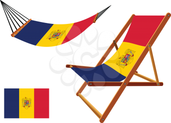 romania hammock and deck chair set against white background, abstract vector art illustration