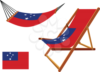 samoa hammock and deck chair set against white background, abstract vector art illustration