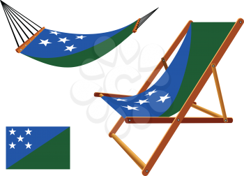 solomon islands hammock and deck chair set against white background, abstract vector art illustration