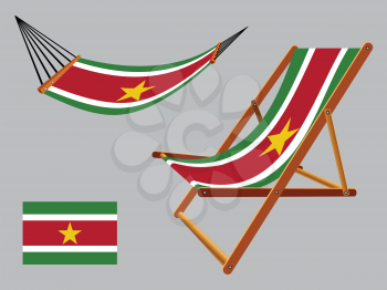suriname hammock and deck chair set against gray background, abstract vector art illustration