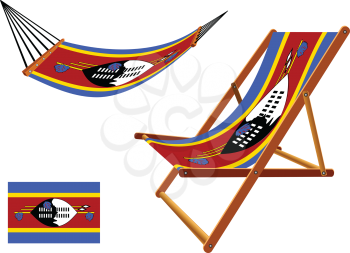 swaziland hammock and deck chair set against white background, abstract vector art illustration