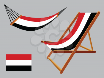 yemen hammock and deck chair set against gray background, abstract vector art illustration