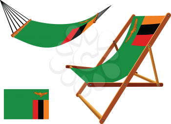 zambia hammock and deck chair set against white background, abstract vector art illustration