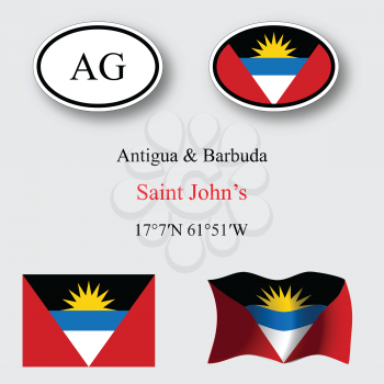 antigua and barbuda icons set against gray background, abstract vector art illustration, image contains transparency