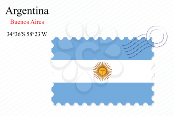 argentina stamp design over stripy background, abstract vector art illustration, image contains transparency