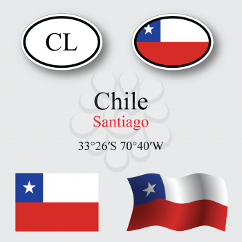 chile icons set against gray background, abstract vector art illustration, image contains transparency