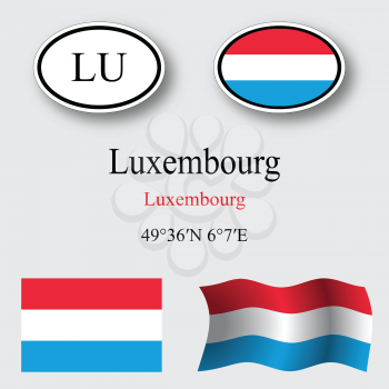 luxembourg icons set against gray background, abstract vector art illustration, image contains transparency
