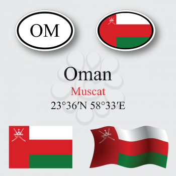 oman icons set against gray background, abstract vector art illustration, image contains transparency