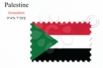 palestine stamp design over stripy background, abstract vector art illustration, image contains transparency