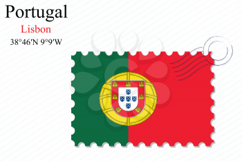 portugal stamp design over stripy background, abstract vector art illustration, image contains transparency
