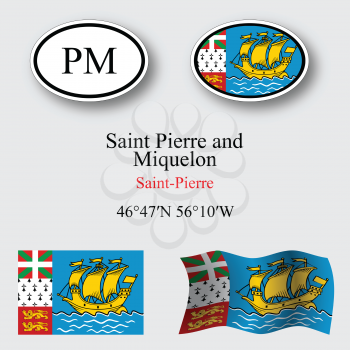 saint pierre and miquelon icons set against gray background, abstract vector art illustration, image contains transparency