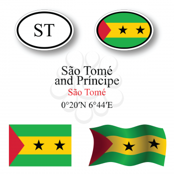 sao tome and principe icons set against white background, abstract vector art illustration, image contains transparency