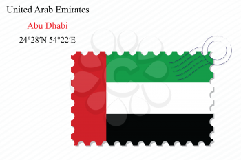 united arab emirates stamp design over stripy background, abstract vector art illustration, image contains transparency
