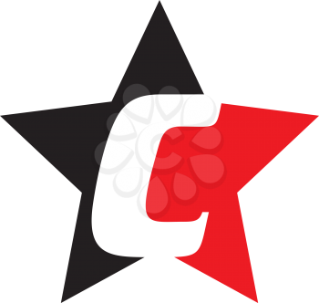 Royalty Free Clipart Image of a C on a Star