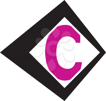 Royalty Free Clipart Image of a C on Black and White