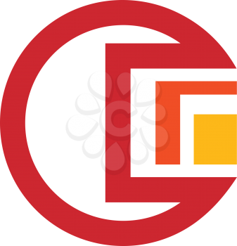 Royalty Free Clipart Image of a C Design With Orange, Yellow and Red
