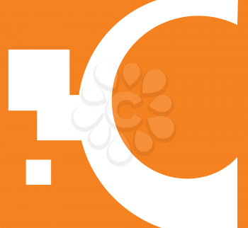 Royalty Free Clipart Image of a C on Orange