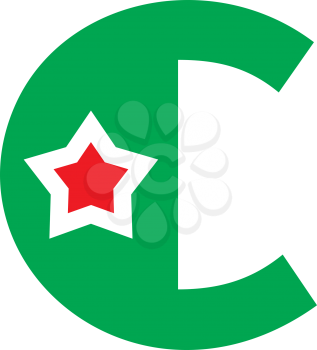 Royalty Free Clipart Image of a Green C With a Red Star
