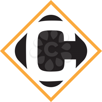 Royalty Free Clipart Image of a C in a Diamond