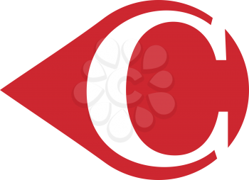 Royalty Free Clipart Image of a White C on Red