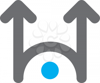 Royalty Free Clipart Image of Arrows and a Blue Dot