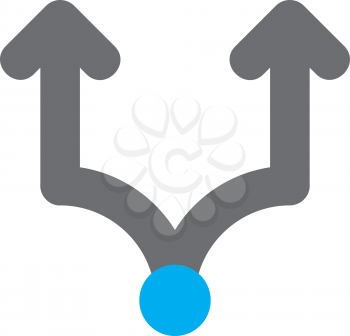 Royalty Free Clipart Image of a Blue Dot With Two Arrows