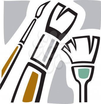 Royalty Free Clipart Image of Paintbrushes