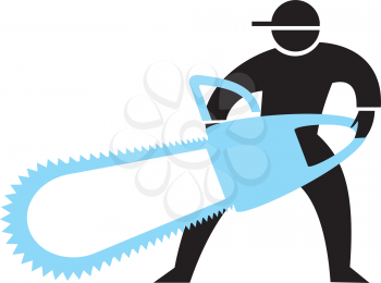 Royalty Free Clipart Image of a Silhouette With a Chainsaw