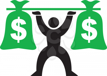 Royalty Free Clipart Image of a Silhouette Holding Money Bags