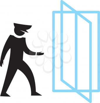 Royalty Free Clipart Image of a Man at a Door