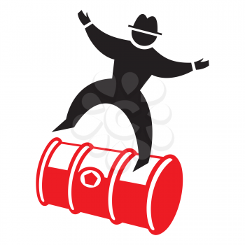 Royalty Free Clipart Image of a Silhouetted on an Oil Drum
