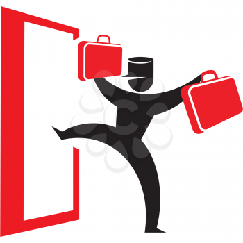 Royalty Free Clipart Image of a Silhouette With Luggage