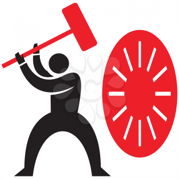 Royalty Free Clipart Image of a Man About to Hit a Gong