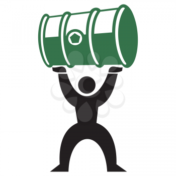 Royalty Free Clipart Image of a Man With an Oil Drum