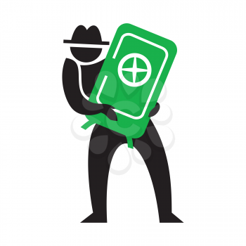 Royalty Free Clipart Image of a Man With a Safe